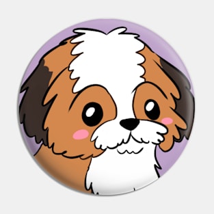 Cute cartoon shih tzu dog illustration Pin