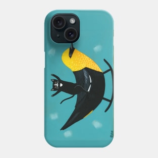 Tuxedo Cat on a Yellow Headed Blackbird Phone Case