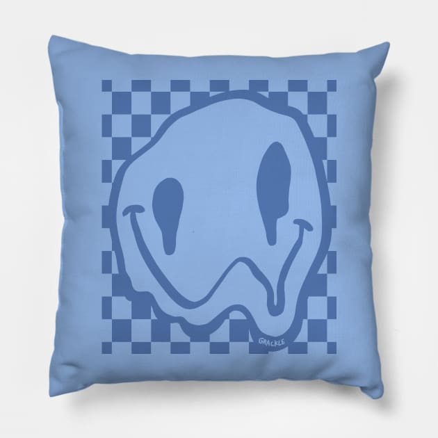 Melty Smile (Faded Blue Version) Pillow by Jan Grackle