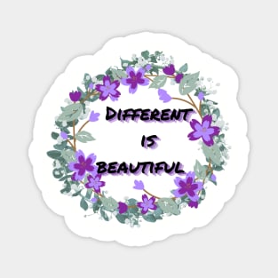 Different is beautiful purple wreath Magnet