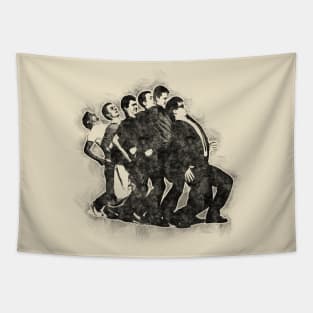 Madness Vintage Pencil Drawing Style Tapestry