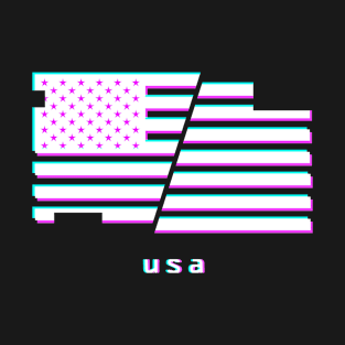 USA - Aesthetic Vaporwave Flag T-Shirt