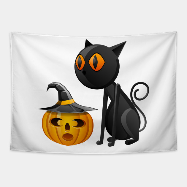 Cute Black Cat Jack O Lantern Witch Hat Halloween Gift Black Cat