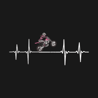 Motocross Girl Heartbeat Love Pulse T-Shirt