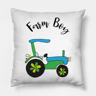 Farm boy blue tractor Pillow