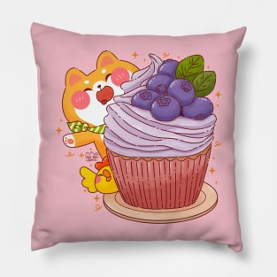 Shiba Inu Blueberry Cupcake Pillow