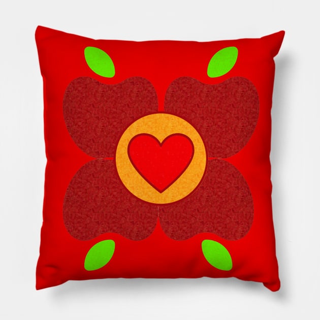 I Heart Fruit Flower Pillow by TeachUrb