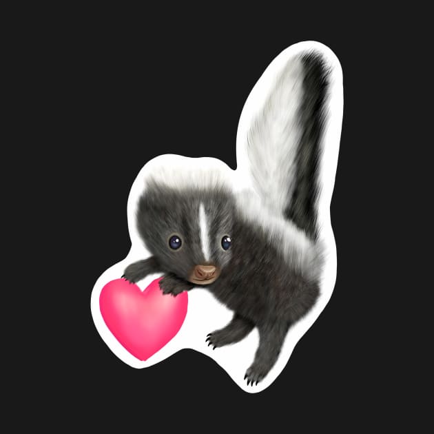 Cute Baby Skunk with a Pink Heart for Skunk Lovers by Mochi Merch