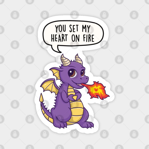 You set my heart on fire - dragon pun Magnet by LEFD Designs