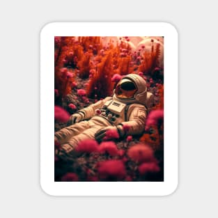 astronaut in a field of flowers Magnet