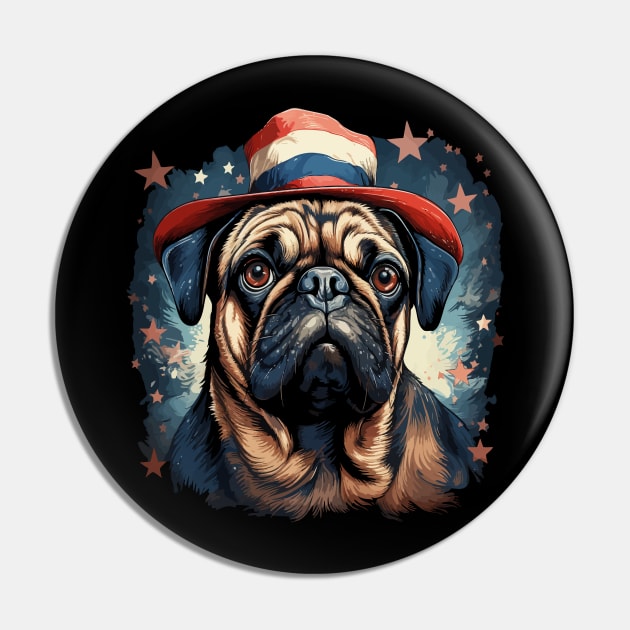 Patriotic Pug Pin by JH Mart