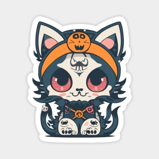 kawaii skull neko Magnet