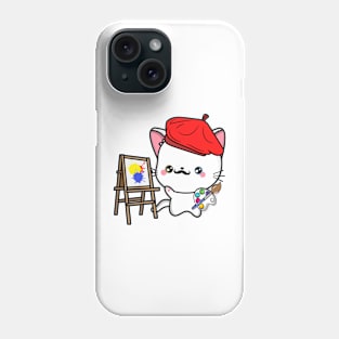 Funny angora cat is a painter Phone Case