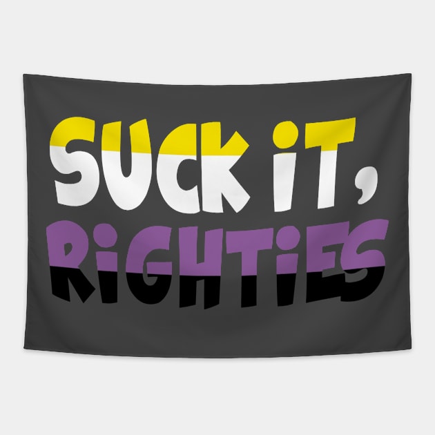 Suck it Righties Nonbinary Pride Tapestry by LKSComic