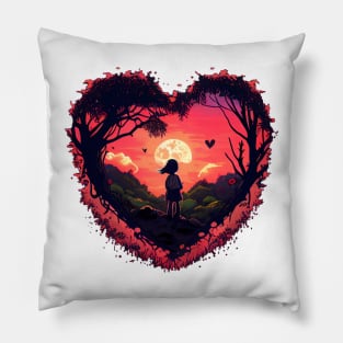 Anime Girl lost Love two Emblem Pillow