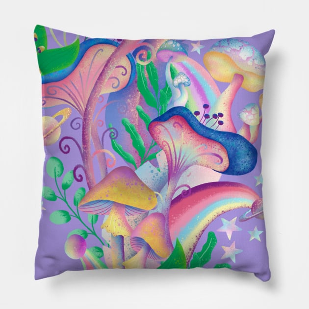 Magic Mushroom Galaxy Pillow by Lidiebug