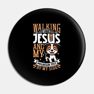 Jesus and dog - Mountain Treeing Feist Pin