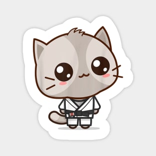 Brazilian Jiu Jitsu Black Belt Combat Sport Cute Kawaii Cat Magnet