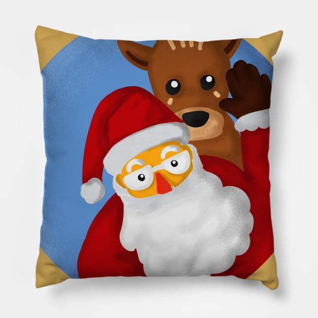 santa and deer Pillow by kangkoeng