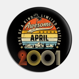 Awesome Since April 2001 Vintage 22nd Birthday Pin