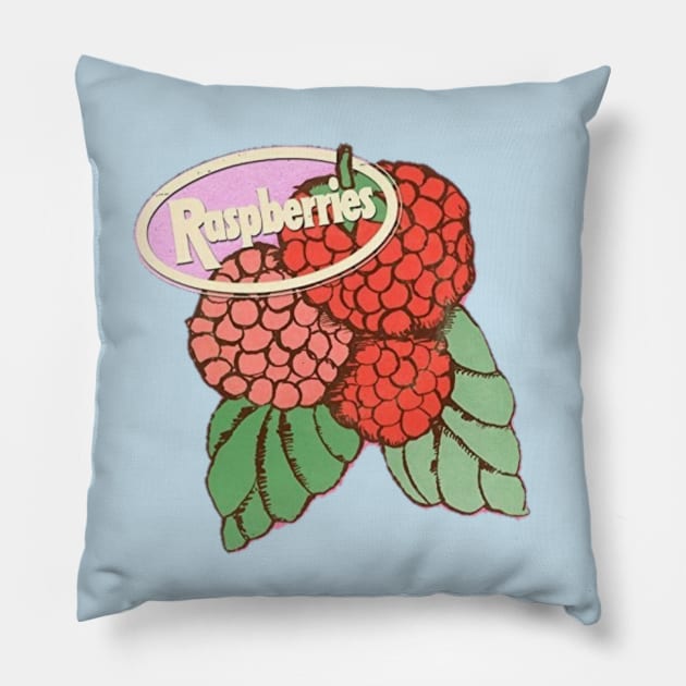 Raspberries Retro Pillow by Viking Age