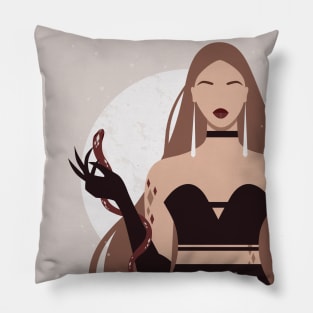 Snake lady, Witch art, Halloween, Mystical art, Magic fantasy art, Fashion art, Mid century modern Pillow