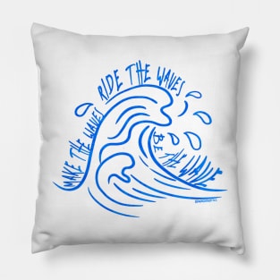 Be the Wave v1 Blue Pillow