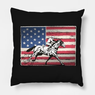 American Flag Vintage Horse Race Flag Pillow