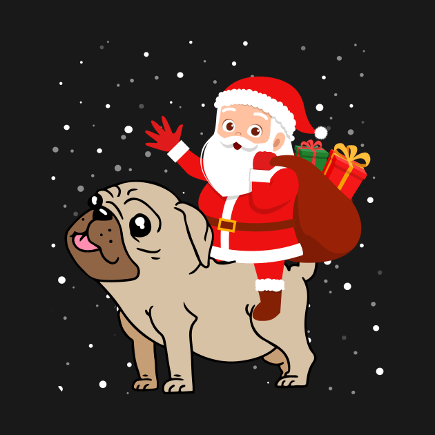 Santa Riding Pug Christmas by maximel19722