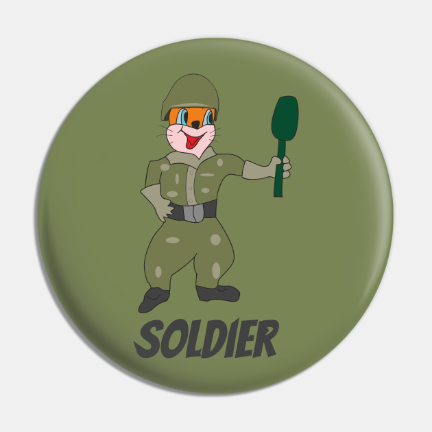 Soldier - Funny Cartoon Cat - Pin | TeePublic Soldier - Funny Cartoon Cat - Pin | TeePublic