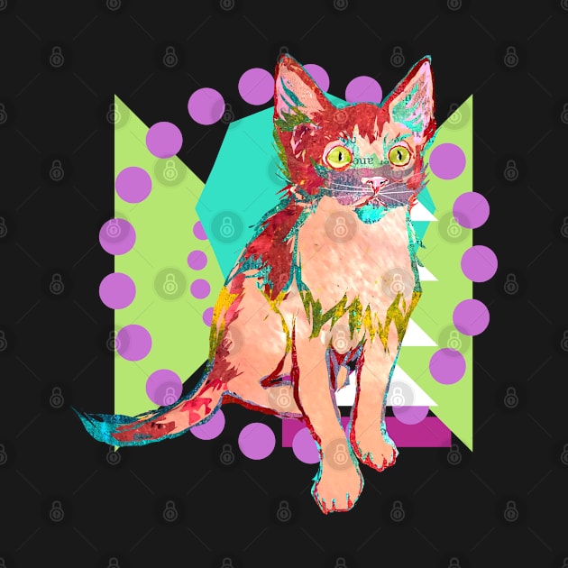 Geometric Colorful Collage Kitten by Gina's Pet Store