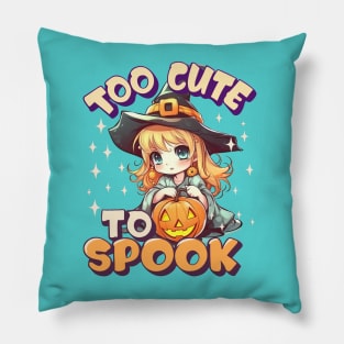 Too Cute To Spook Blonde Chibi Anime Witch Pillow