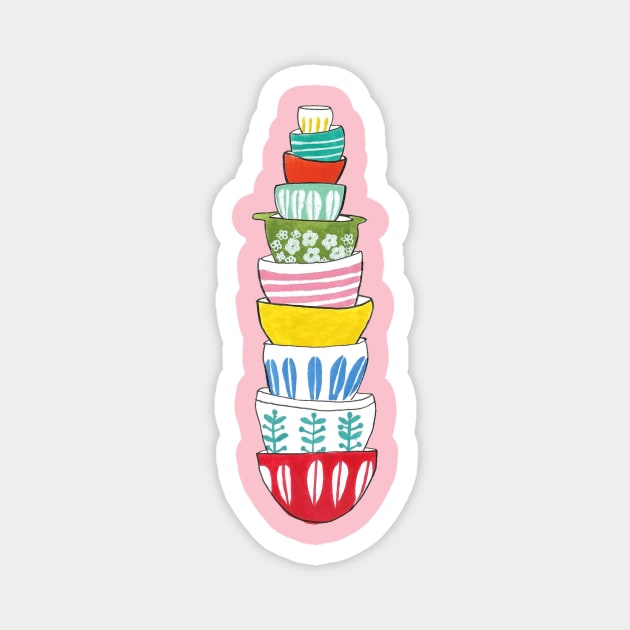 Stacked Retro Dishware Magnet by jenblove