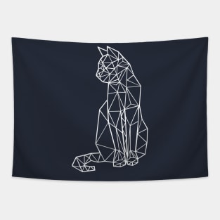 Cat polygone white Tapestry