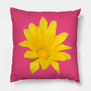 Bright Yellow Gazania Flower Vector Cut Out Pillow