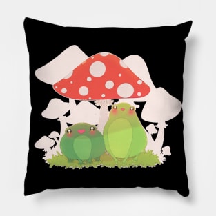 Adorable Frogs Chilling Under Mushroom Umbrella Pillow