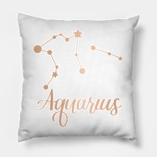 Aquarius Zodiac Constellation in Rose Gold Pillow