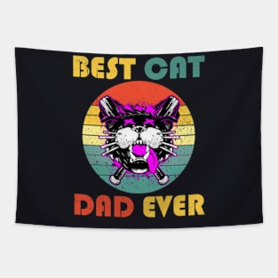 Best Cat Dad Ever Sunset Tapestry