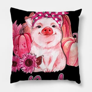 October We Wear Pink Pig Pumpkin Breast Cancer Awareness Pillow