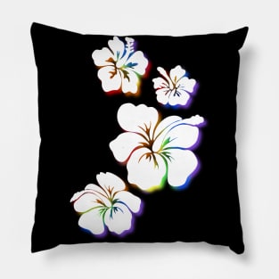 Hibiscus white with rainbow accents Pillow