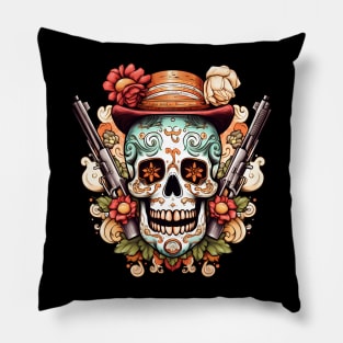 skull with guns Pillow