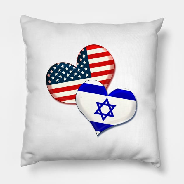 USA and Israel hearts Pillow by Gaspar Avila