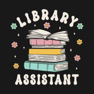 Library Assistant Retro Groovy Librarian Assistent Book Lover T-Shirt