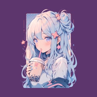 Boba Tea Anime Girl Manga Kawaii Japanese Bubble Tea T-Shirt