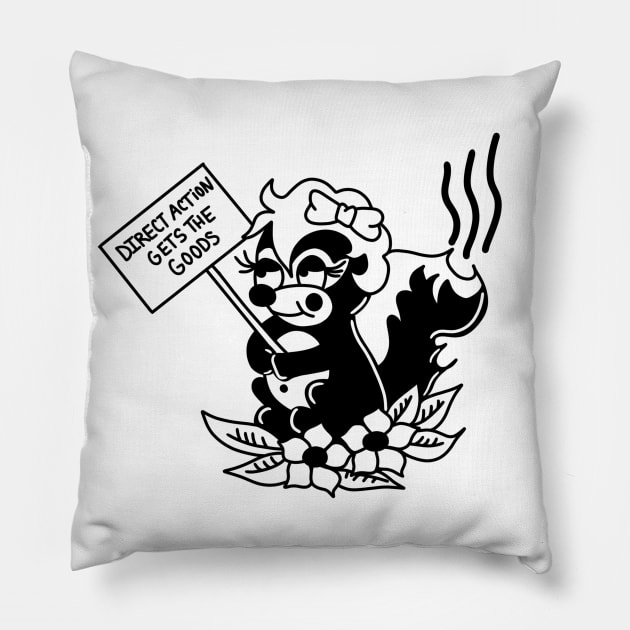 DIRECT ACTION GETS THE GOODS Pillow by TriciaRobinsonIllustration