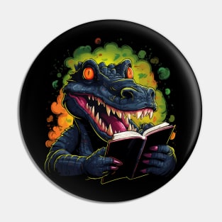 Alligator Reads Book Pin