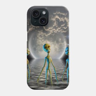 Three aliens on water planet Phone Case