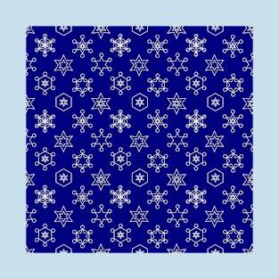 Assorted Snowflakes on Blue Repeat T-Shirt