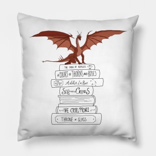 YA fantasy book stack and dragon Pillow