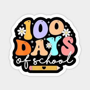 Teacher Kids Retro Groovy 100 Days  100th Day Of School Magnet